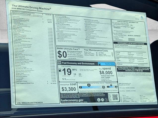 New 2026 BMW M3 Competition w/ Parking Assistance Package RWD image 18