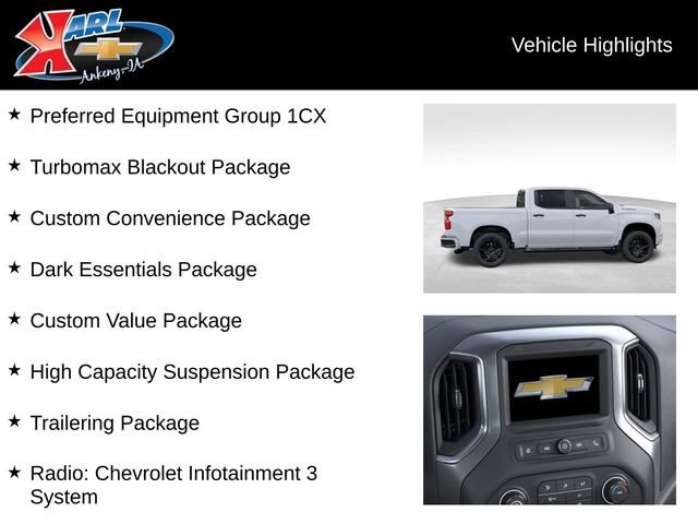 New 2026 Chevrolet Silverado 1500 Custom w/ Turbomax Blackout Package AWD/4WD image 3