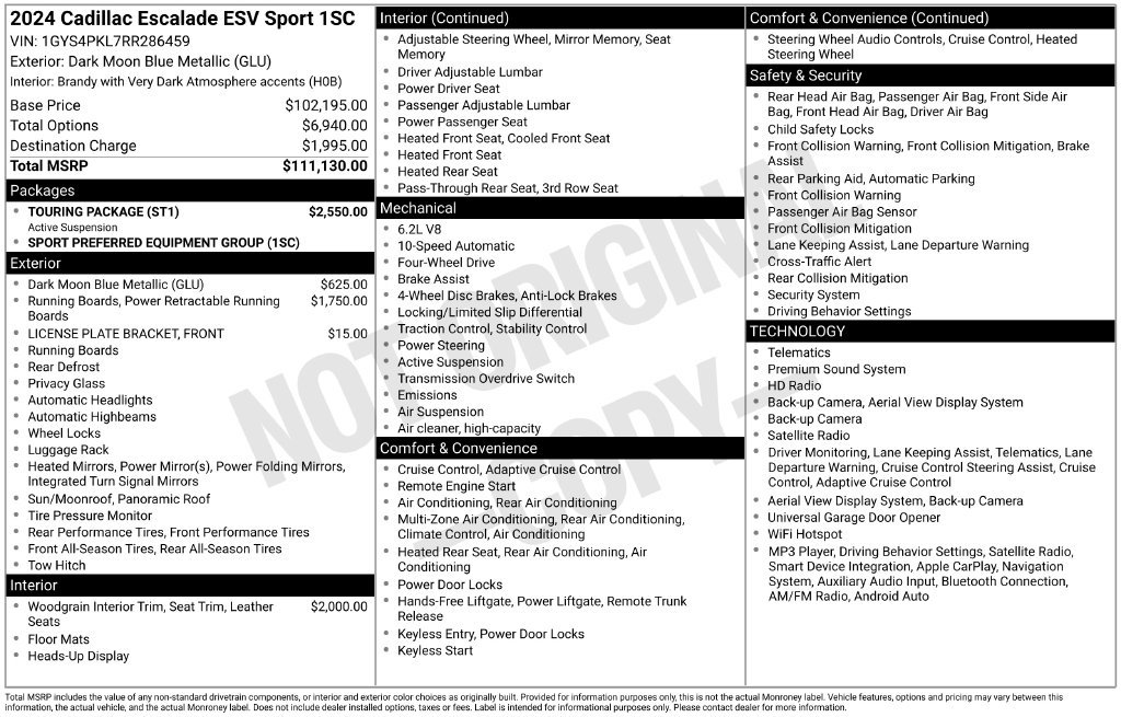 Used 2024 Cadillac Escalade ESV Sport w/ Touring Package AWD/4WD image 13