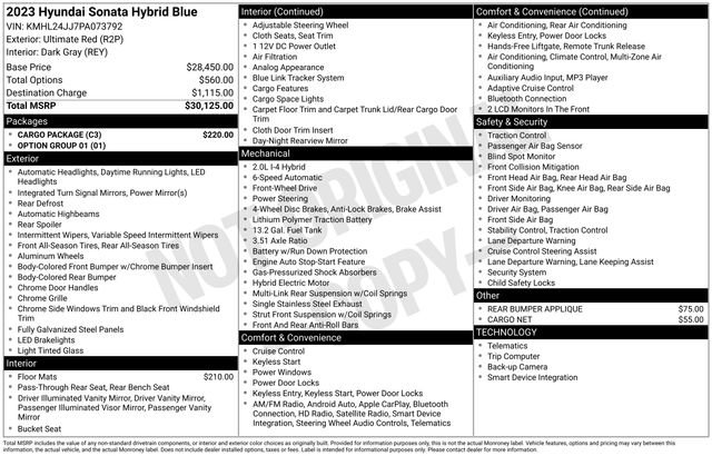 Used 2023 Hyundai Sonata Blue w/ Cargo Package image 37