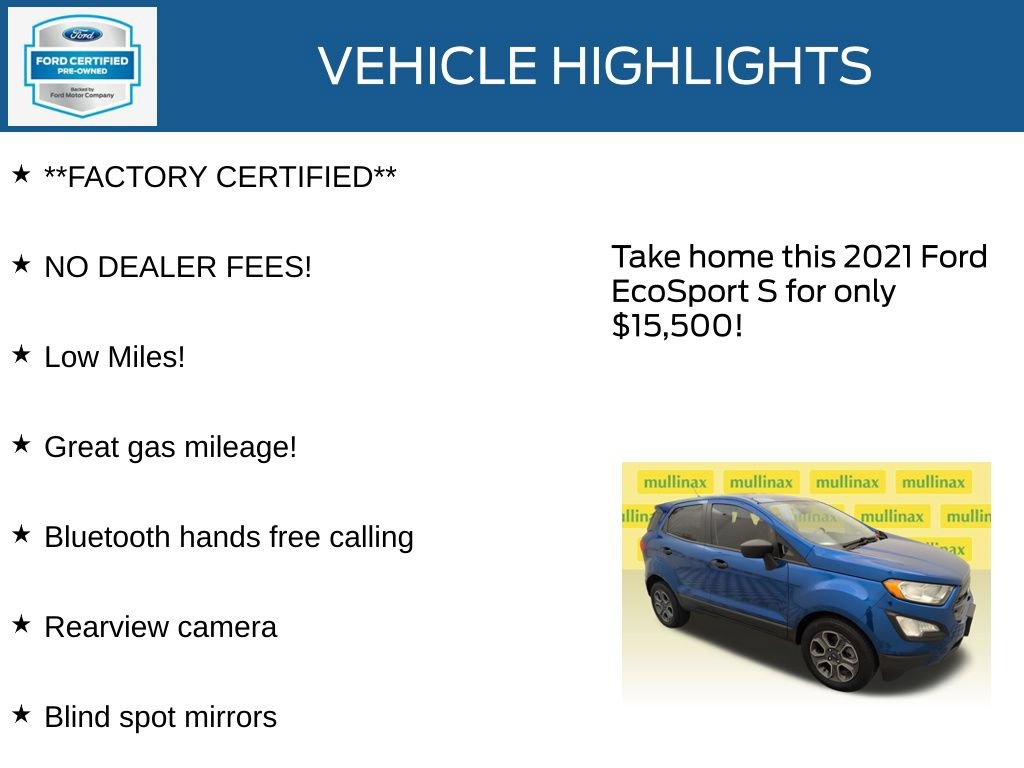 Used 2021 Ford EcoSport S FWD image 12