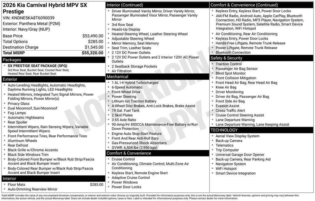 New 2026 Kia Carnival SX Prestige image 4