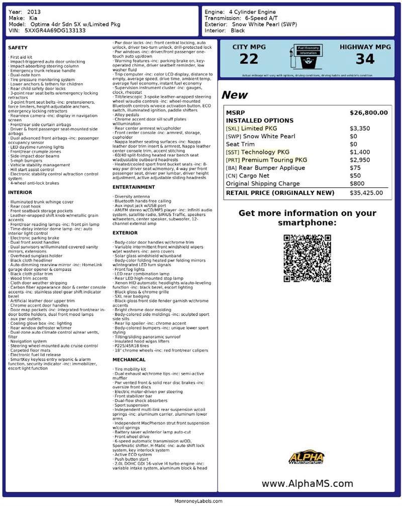 Used 2013 Kia Optima SX w/ Limited Pkg image 3