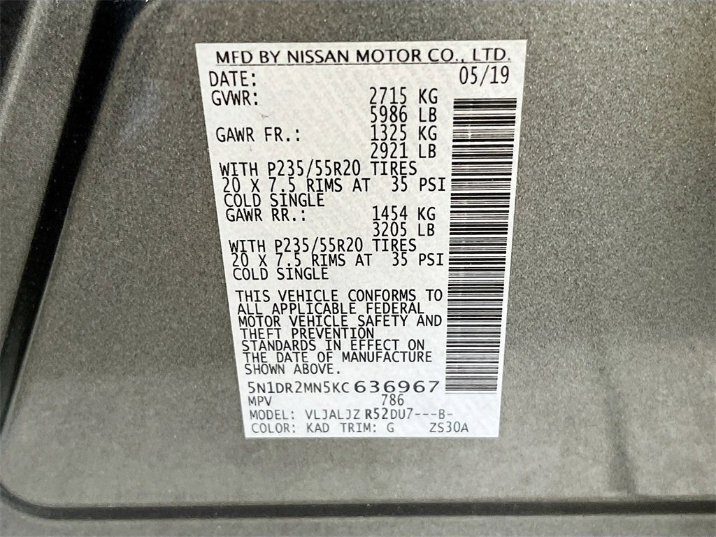 Used 2019 Nissan Pathfinder Platinum w/ Cargo Package image 34