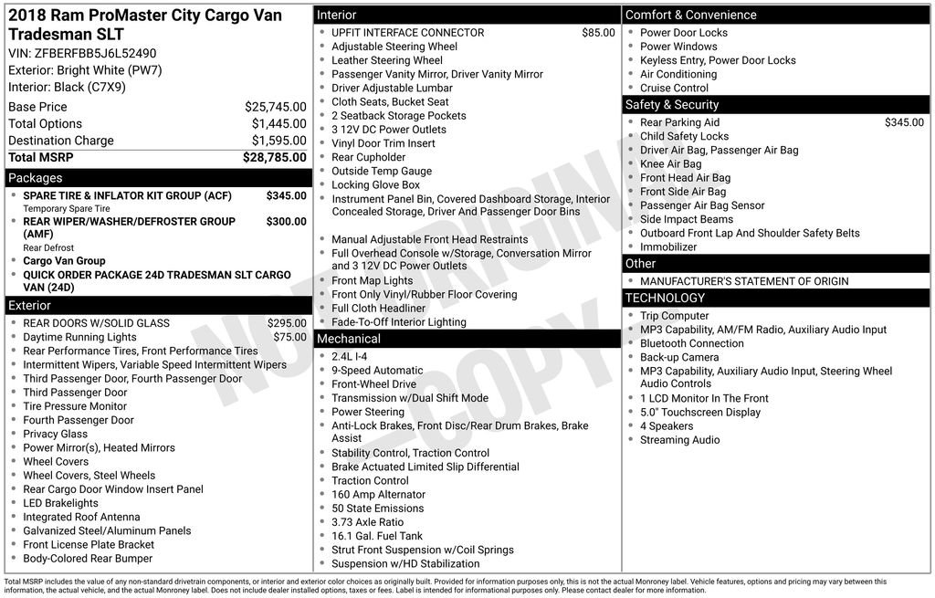 Used 2018 RAM ProMaster City Tradesman SLT FWD image 17