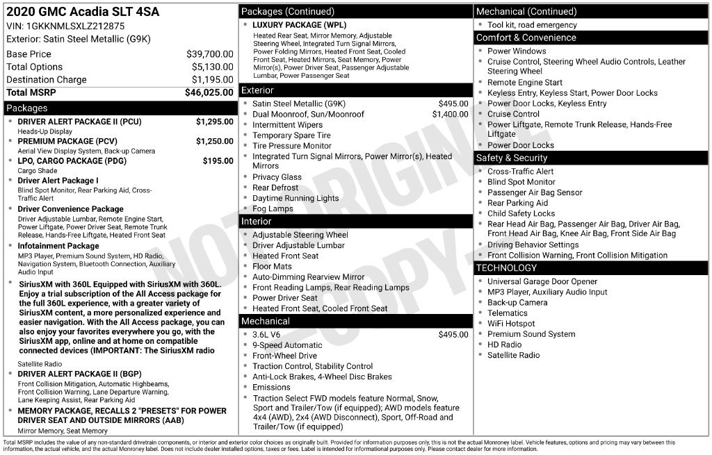 Used 2020 GMC Acadia SLT w/ Driver Alert Package II FWD image 19
