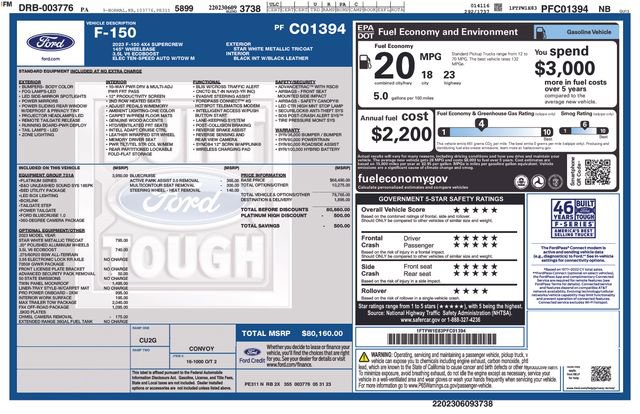 Certified 2023 Ford F150 Platinum w/ Equipment Group 701A High image 3