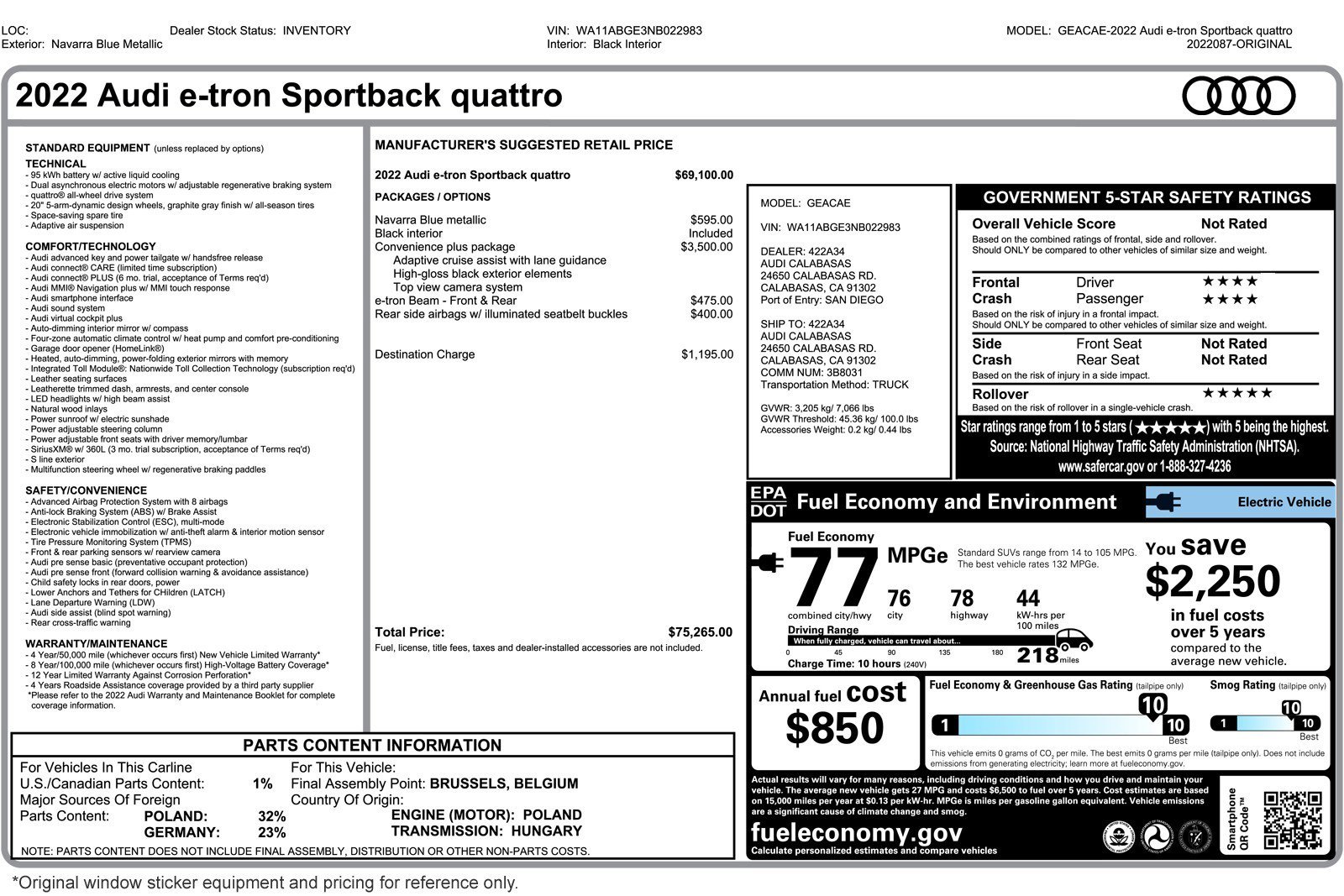 Used 2022 Audi e-tron Premium w/ Convenience Plus Package image 2