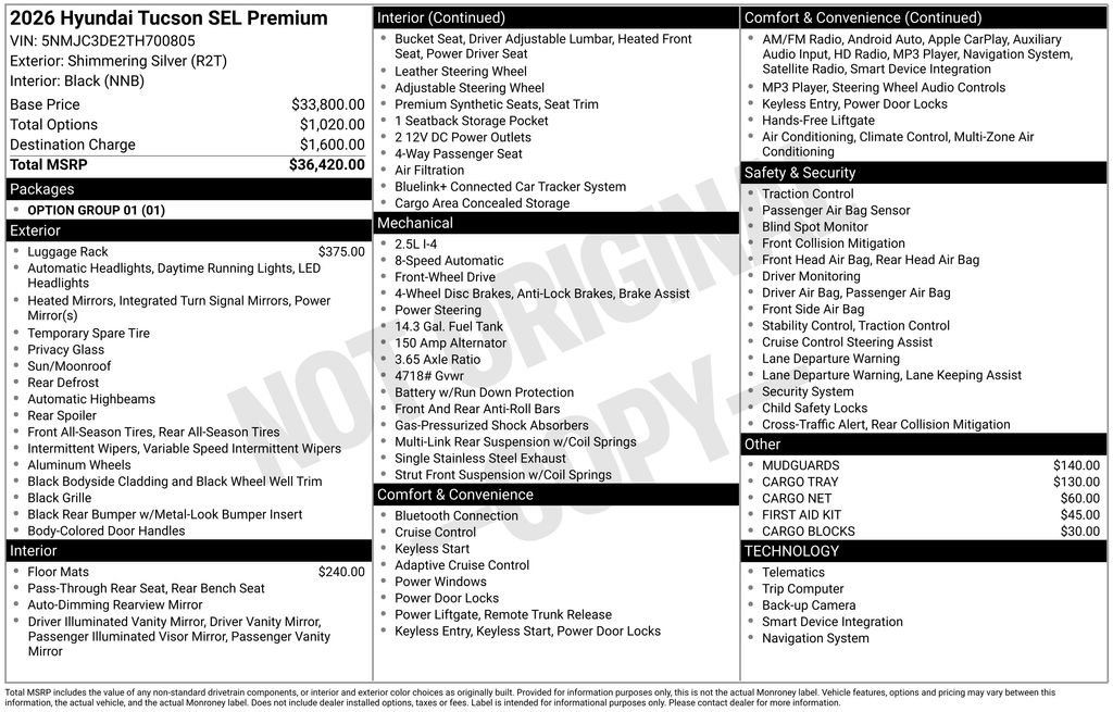 New 2026 Hyundai Tucson SEL FWD image 1
