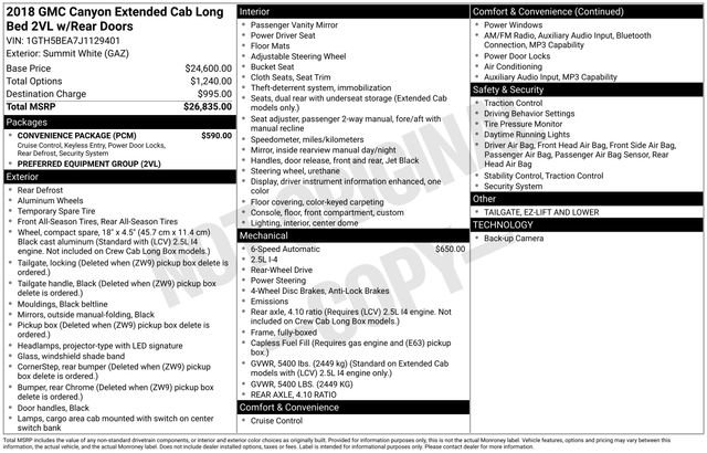 Used 2018 GMC Canyon W/T w/ Convenience Package RWD image 5