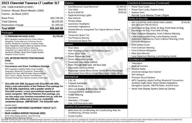 Used 2023 Chevrolet Traverse LT w/ LT Premium Package AWD/4WD image 5