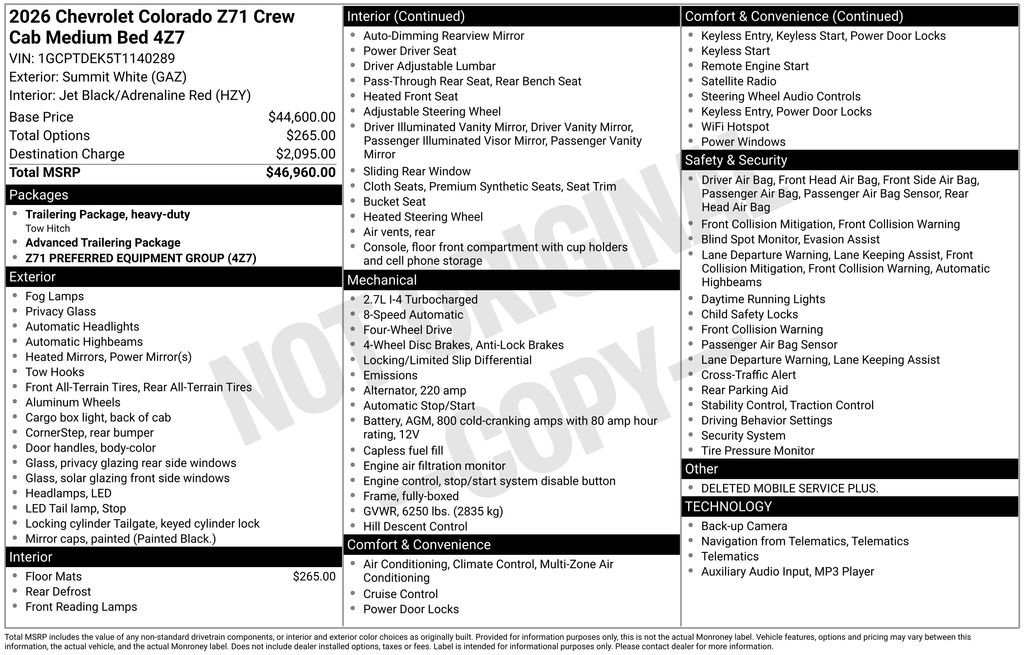 New 2026 Chevrolet Colorado Z71 AWD/4WD image 9