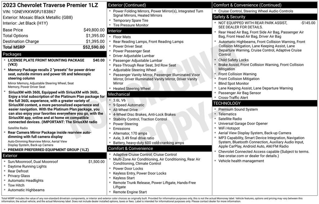 Used 2023 Chevrolet Traverse Premier AWD/4WD image 40