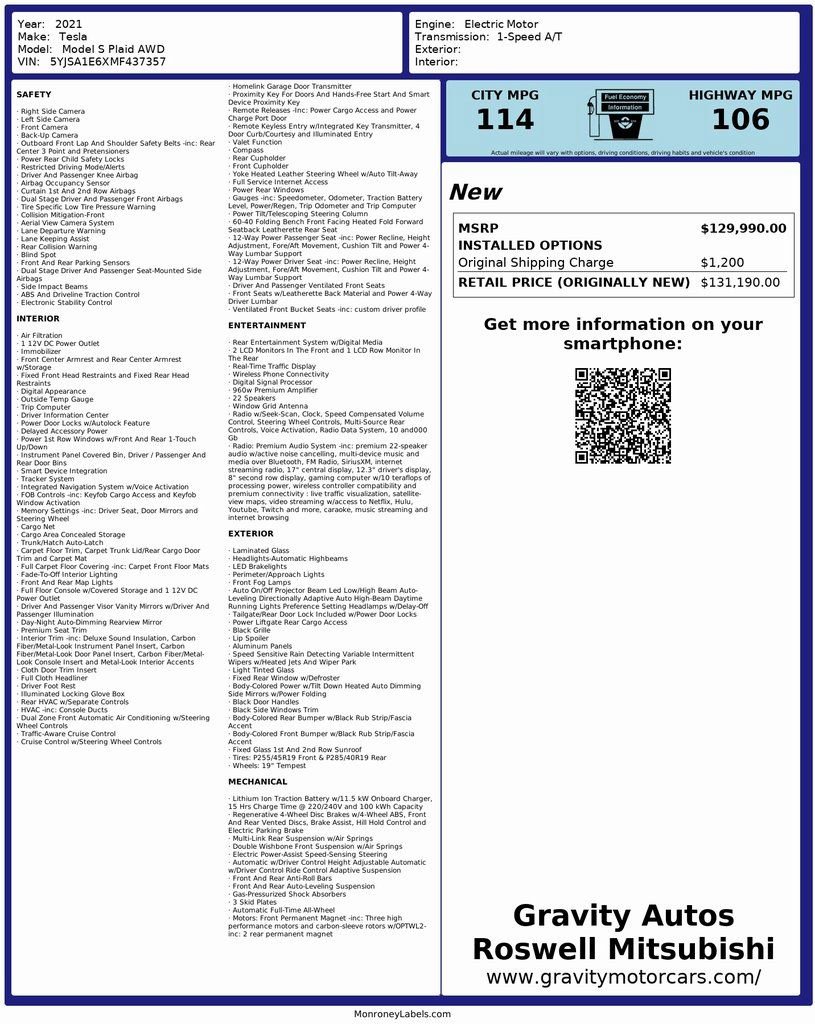 Used 2021 Tesla Model S Plaid image 3