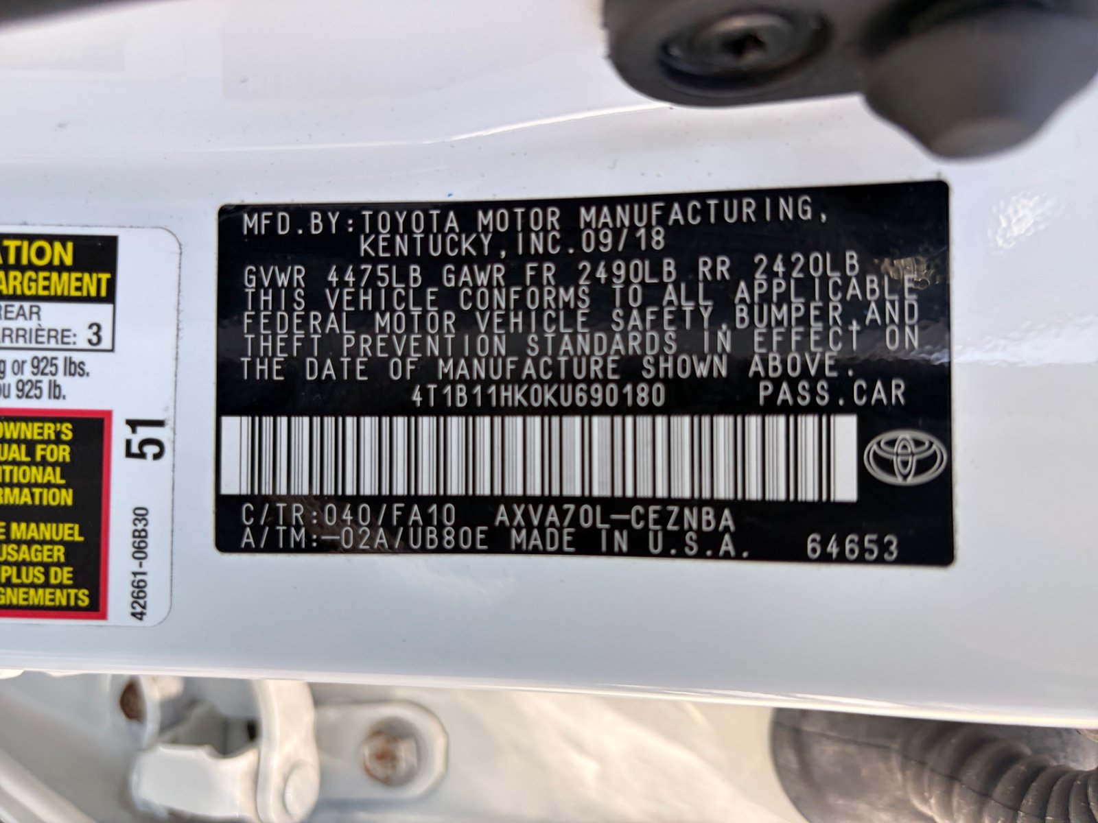 Used 2019 Toyota Camry LE FWD image 23