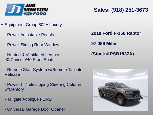 Used 2018 Ford F150 Raptor w/ Equipment Group 802A Luxury AWD/4WD image 16