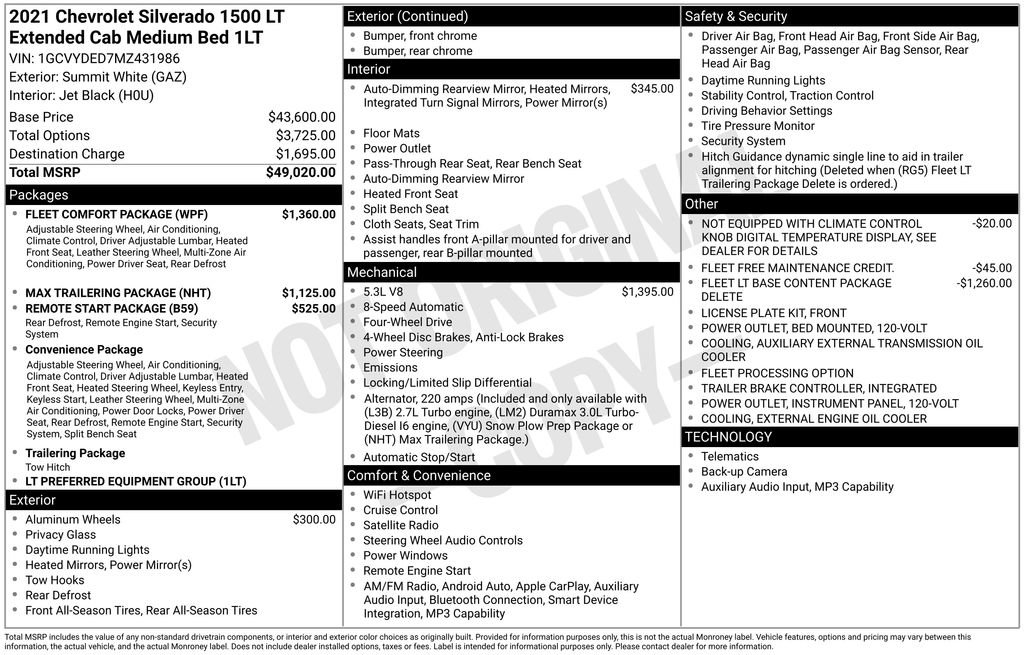 Used 2021 Chevrolet Silverado 1500 LT w/ Fleet Comfort Package AWD/4WD image 6