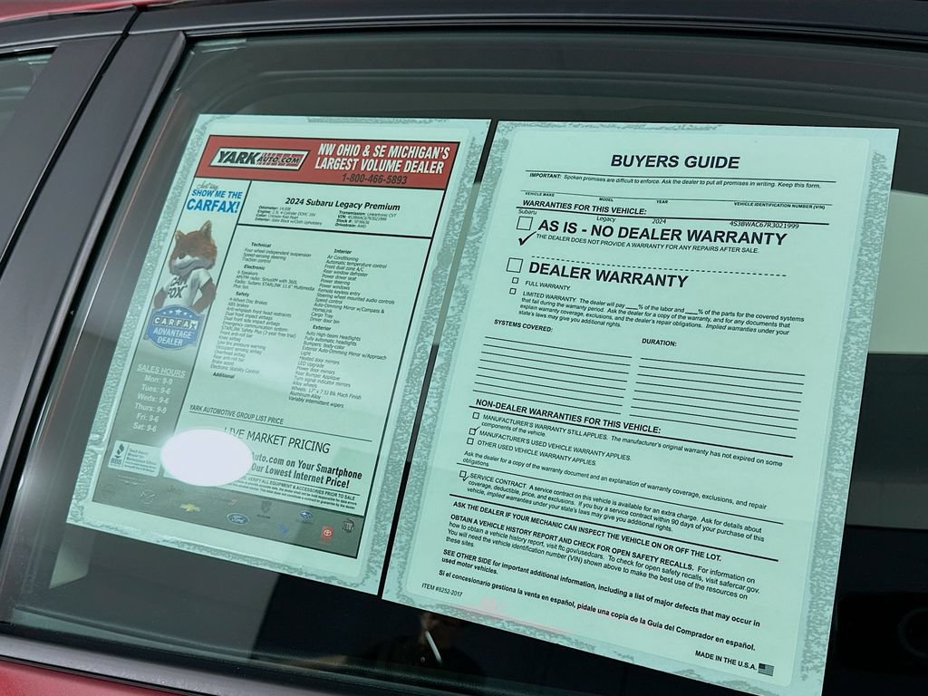 Certified 2024 Subaru Legacy Premium w/ Popular Package #1 AWD/4WD image 13