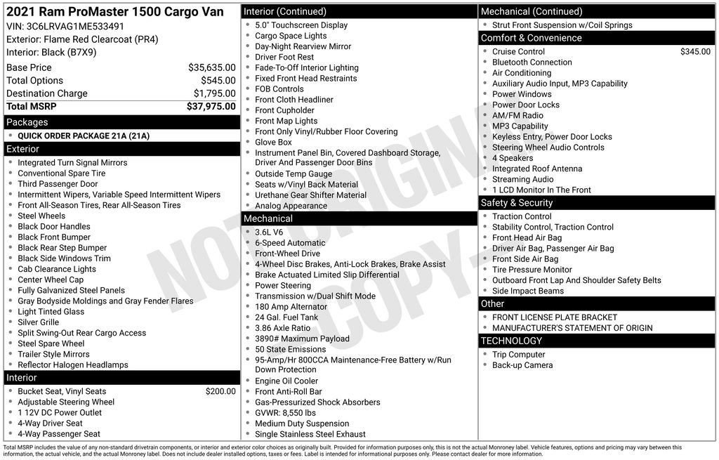 Used 2021 RAM ProMaster 1500 FWD image 26