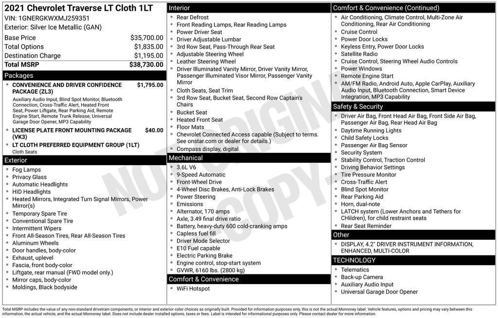 Used 2021 Chevrolet Traverse LT FWD image 24