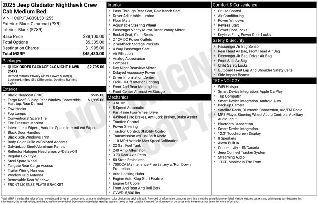 Certified 2025 Jeep Gladiator Sport AWD/4WD image 3