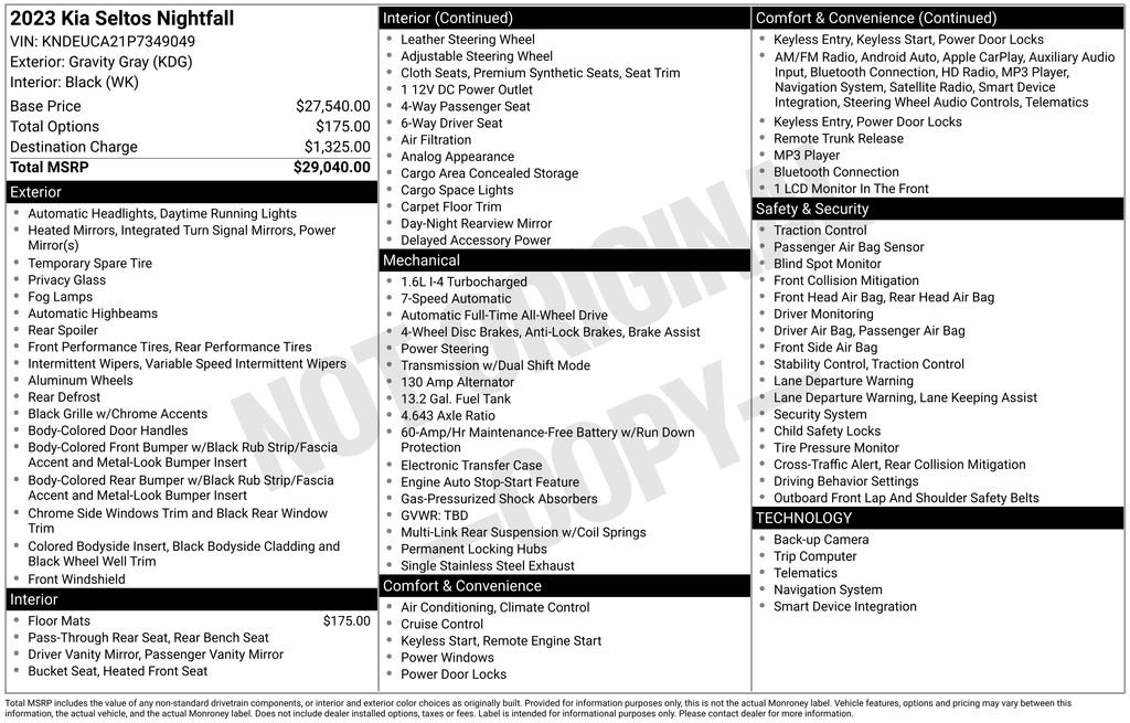 Used 2023 Kia Seltos Nightfall Edition image 6
