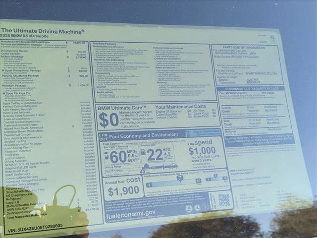 New 2026 BMW X5 xDrive50e w/ M Sport Package image 17