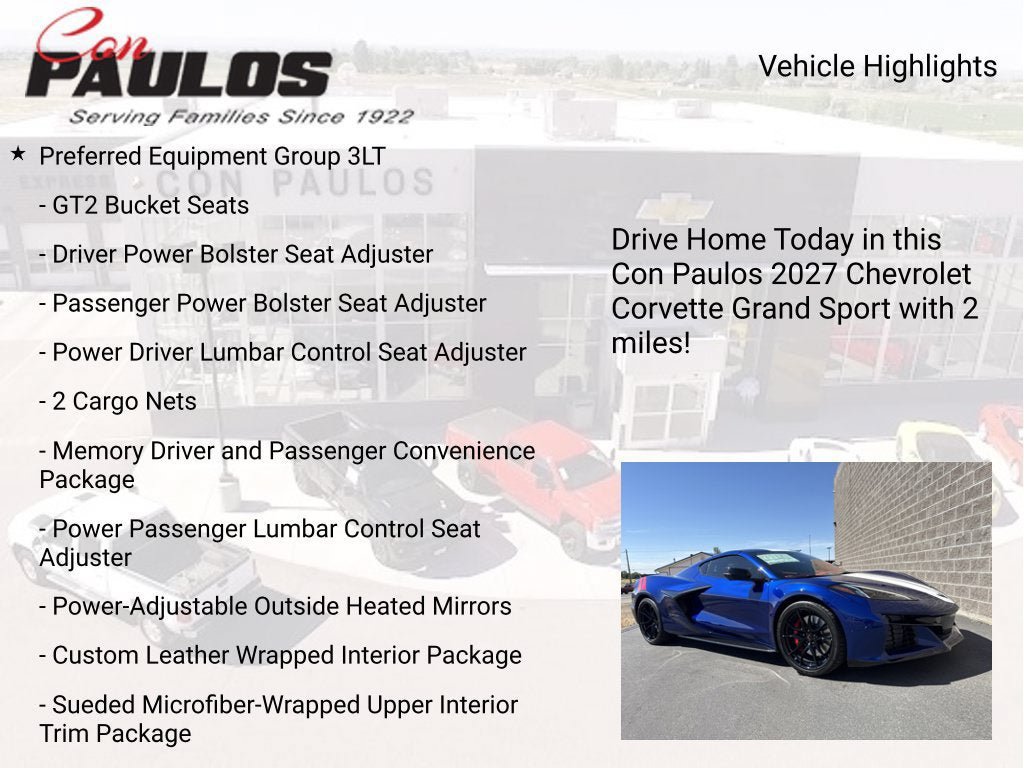 New 2027 Chevrolet Corvette Grand Sport w/ Z52 Sport Performance Package RWD image 7