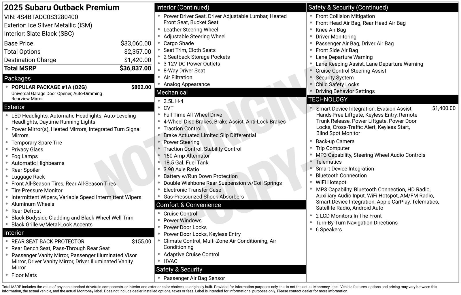 Used 2025 Subaru Outback Premium w/ Popular Package #1A AWD/4WD image 15