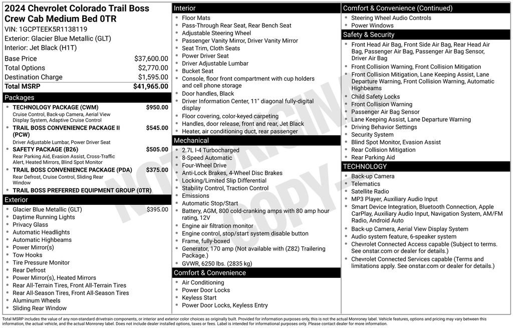 Used 2024 Chevrolet Colorado Trail Boss w/ Technology Package AWD/4WD image 25
