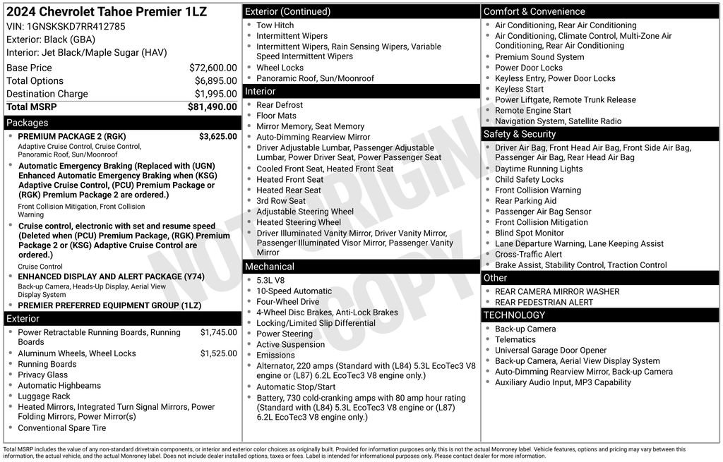 Used 2024 Chevrolet Tahoe Premier w/ Premium Package 2 AWD/4WD image 39