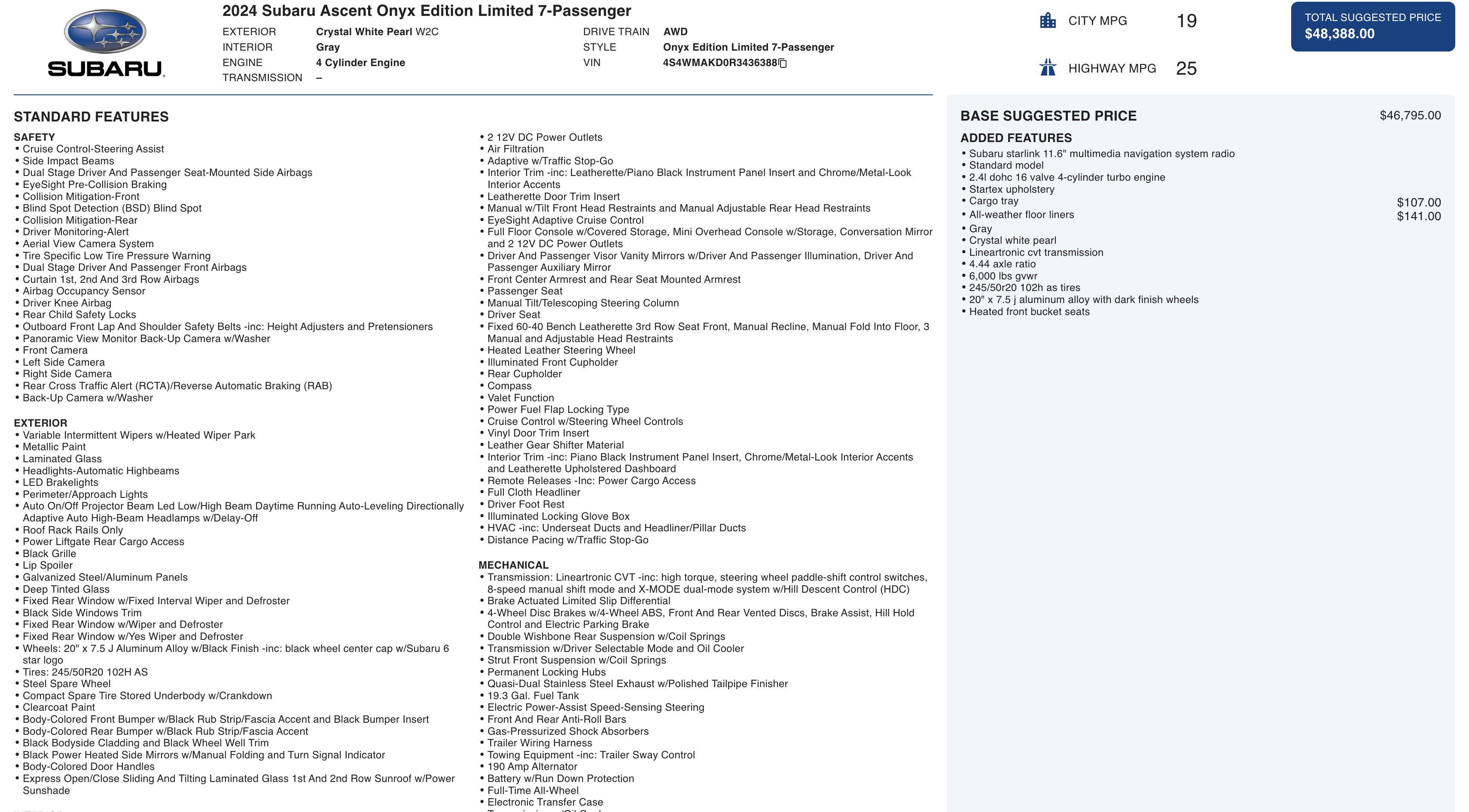 Used 2024 Subaru Ascent Onyx Edition Limited image 5