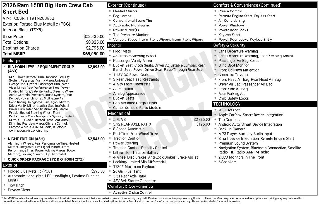New 2026 RAM 1500 Big Horn AWD/4WD image 45