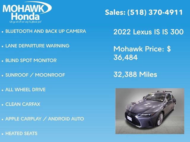 Used 2022 Lexus IS 300 AWD w/ Premium Package image 7