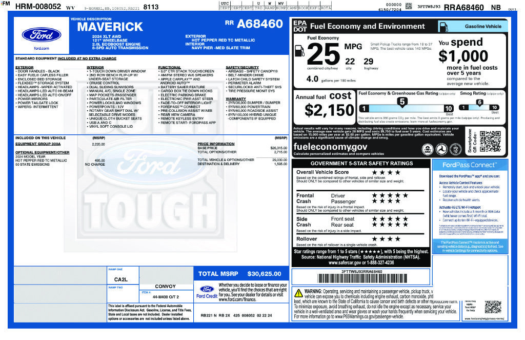 Used 2024 Ford Maverick XLT w/ Equipment Group 300A Standard AWD/4WD image 17
