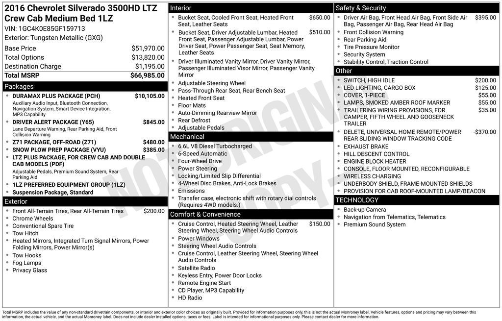 Used 2016 Chevrolet Silverado 3500 LTZ w/ Duramax Plus Package AWD/4WD image 5