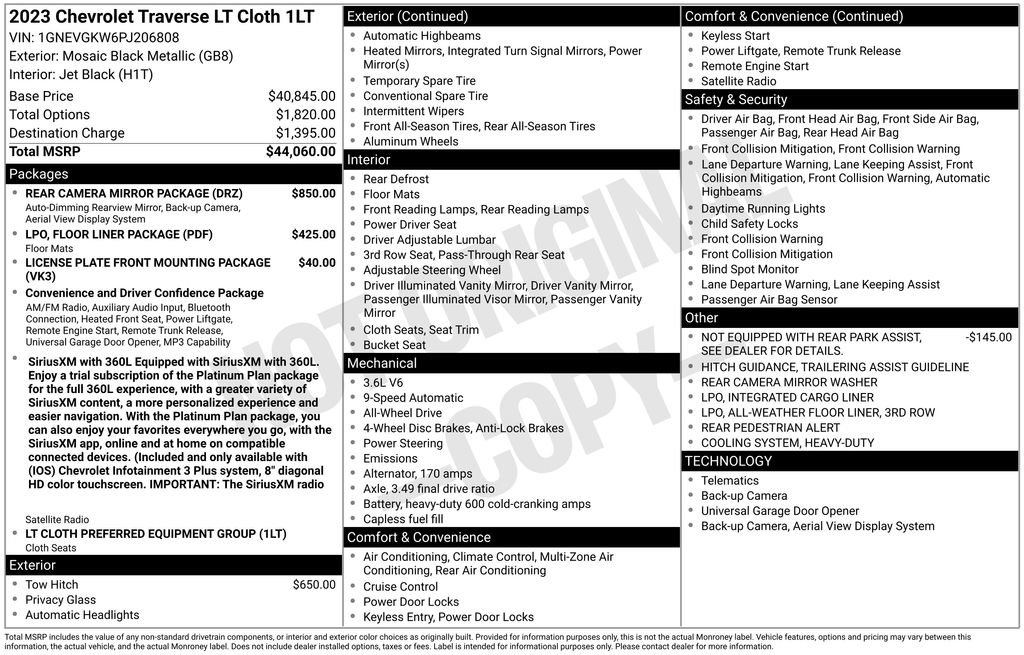 Used 2023 Chevrolet Traverse LT w/ Rear Camera Mirror Package image 26