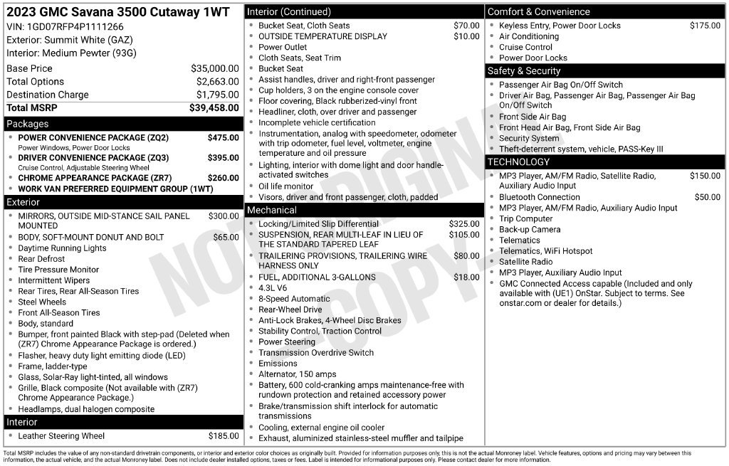 Used 2023 GMC Savana 3500 w/ Power Convenience Package RWD image 21