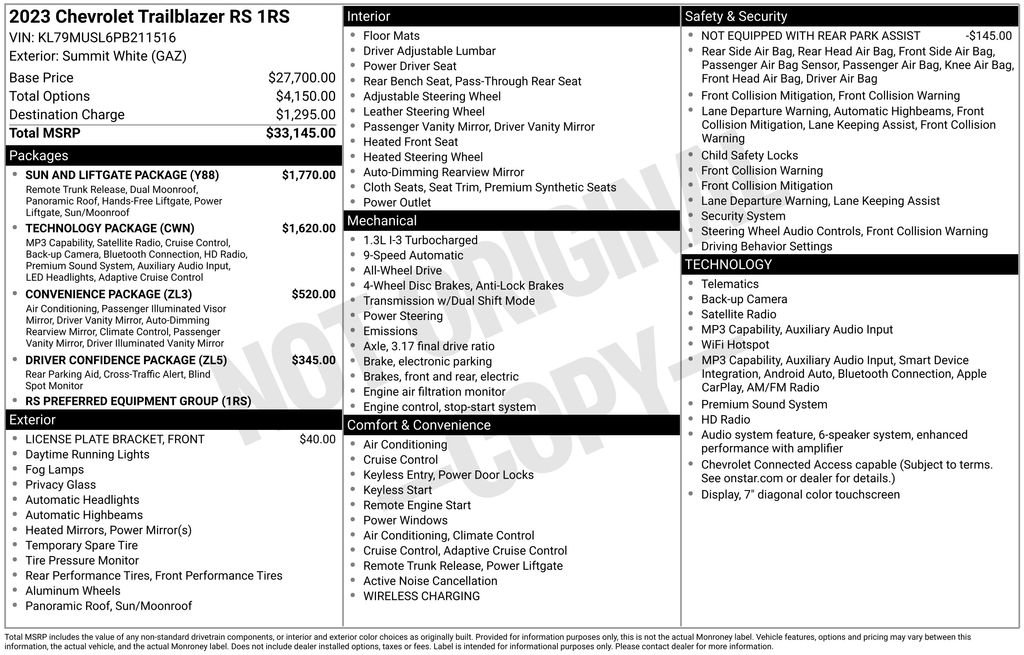 Used 2023 Chevrolet TrailBlazer RS w/ Sun and Liftgate Package AWD/4WD image 35