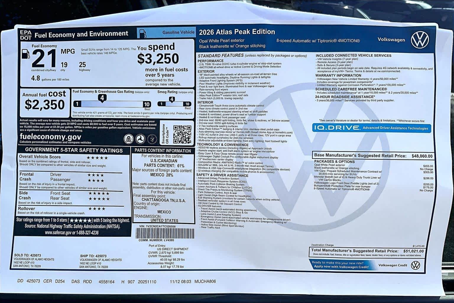 New 2026 Volkswagen Atlas Peak Edition image 19