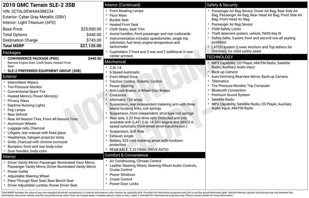 Used 2010 GMC Terrain SLE w/ Convenience Package FWD image 3