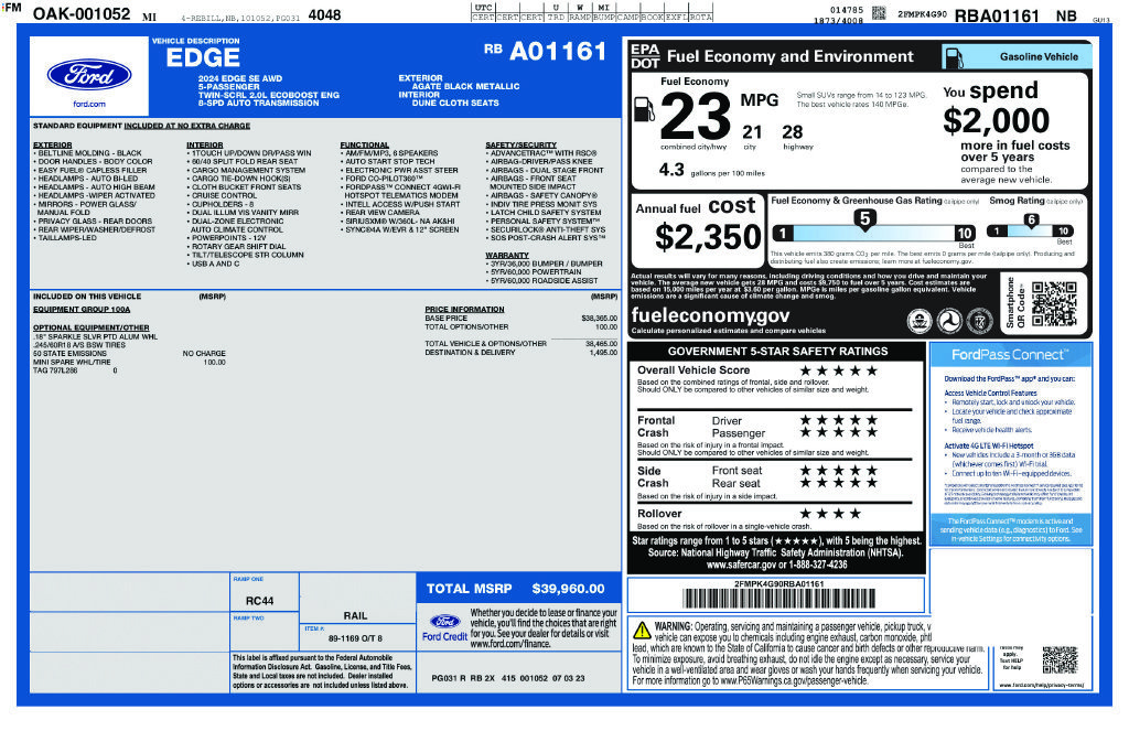 Used 2024 Ford Edge SE AWD/4WD image 56