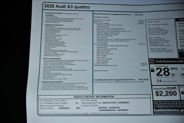 New 2026 Audi A3 2.0T Premium AWD/4WD image 25