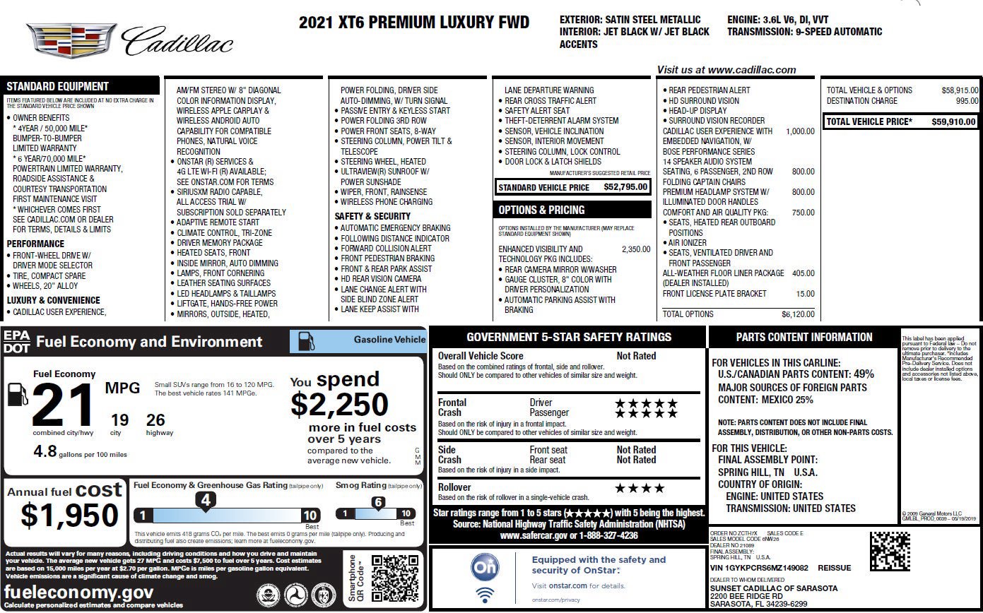 Certified 2021 Cadillac XT6 Premium Luxury FWD image 3