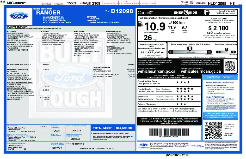 Used 2022 Ford Ranger XLT w/ Equipment Group 302A High AWD/4WD image 14
