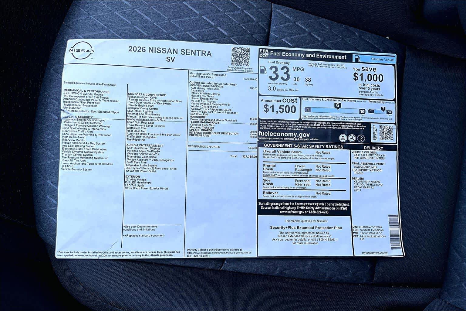 New 2026 Nissan Sentra SV w/ SV Convenience Package FWD image 21