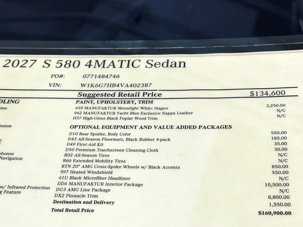 New 2027 Mercedes-Benz S 580 4MATIC Sedan image 20