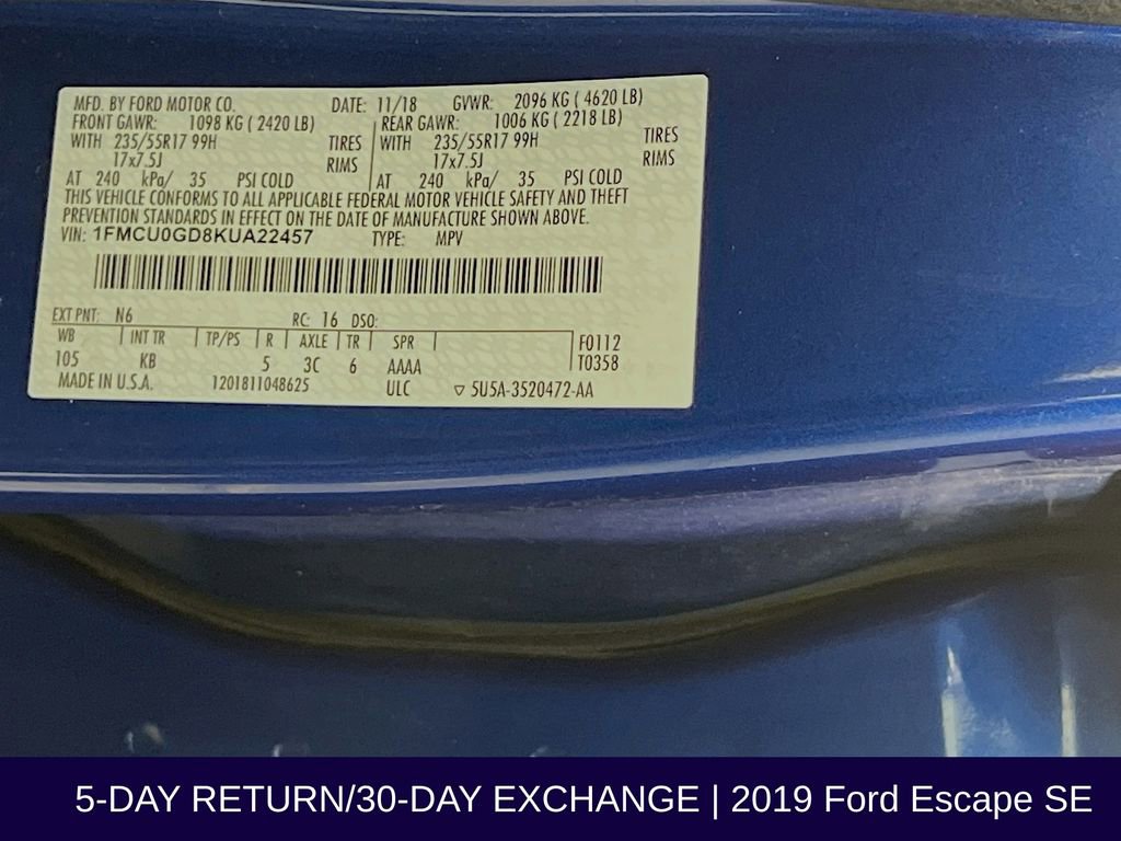 Used 2019 Ford Escape SE image 36