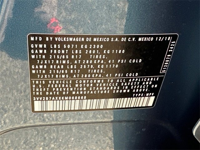 Used 2019 Volkswagen Tiguan SE w/ Panoramic Sunroof Package image 33