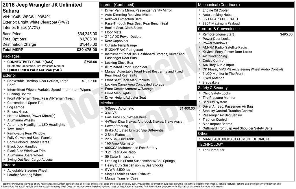 Used 2018 Jeep Wrangler Unlimited Sahara w/ Connectivity Group image 28